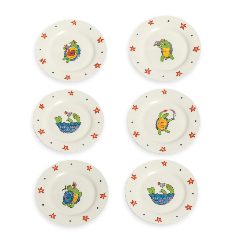 Holidaying Turtle Dessert Plate Set - Set of 6