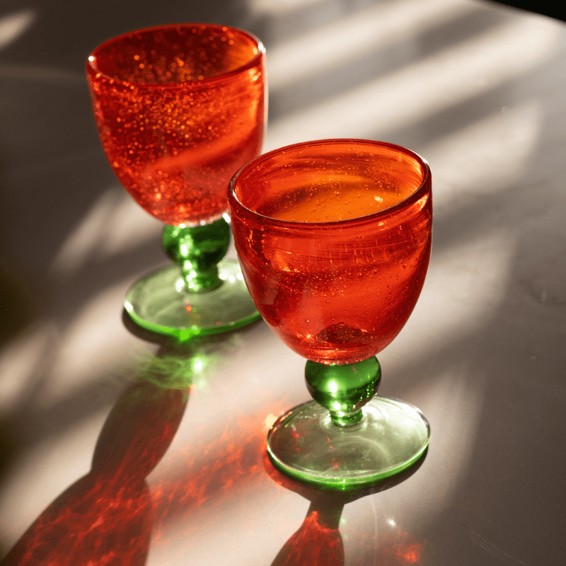 Red and Green Bistro Wine Glass - Set of two