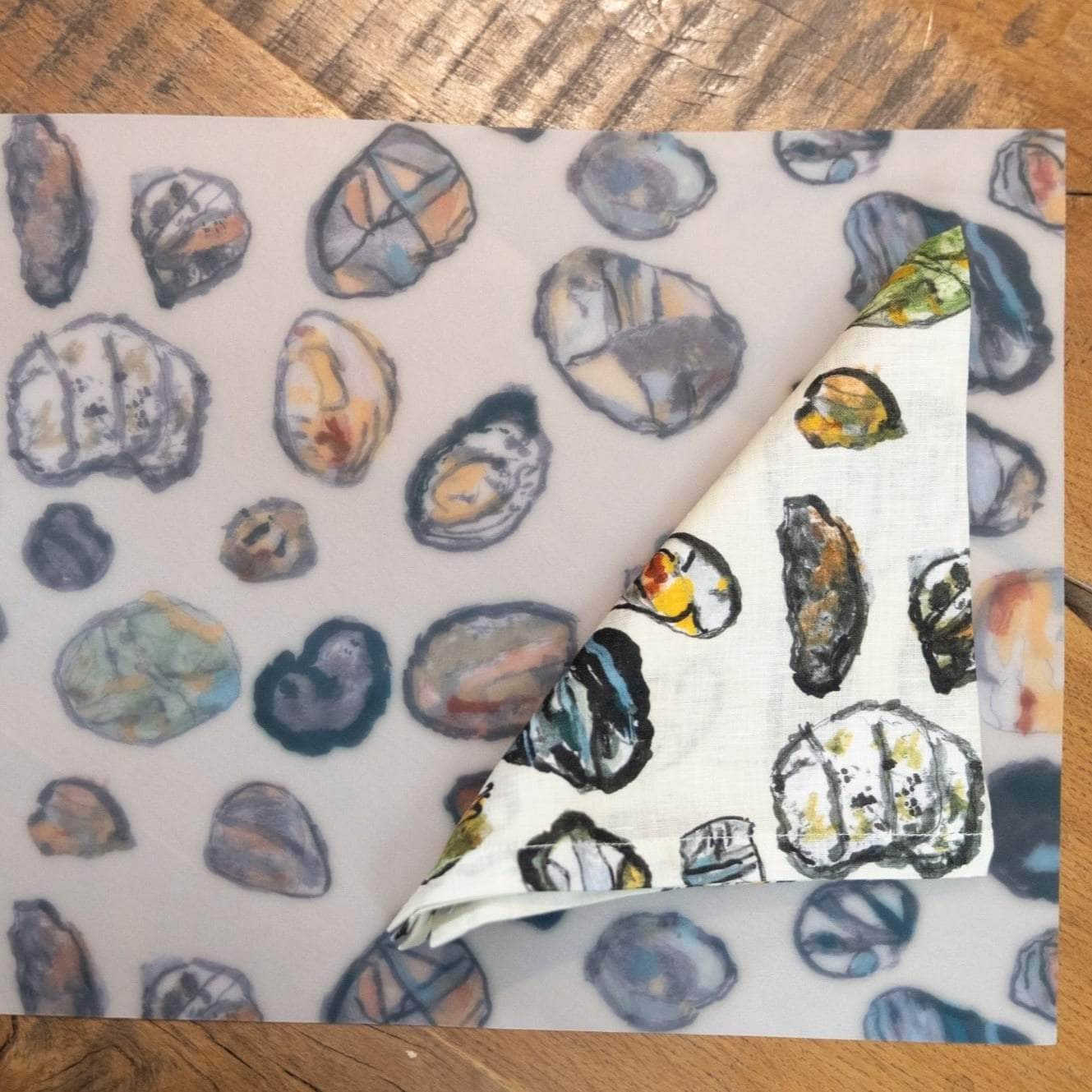 Pebble Rectangular Placemats and Small Napkins Set of 2 Sand