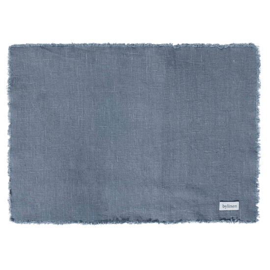 Blue Fringed Linen Placemat