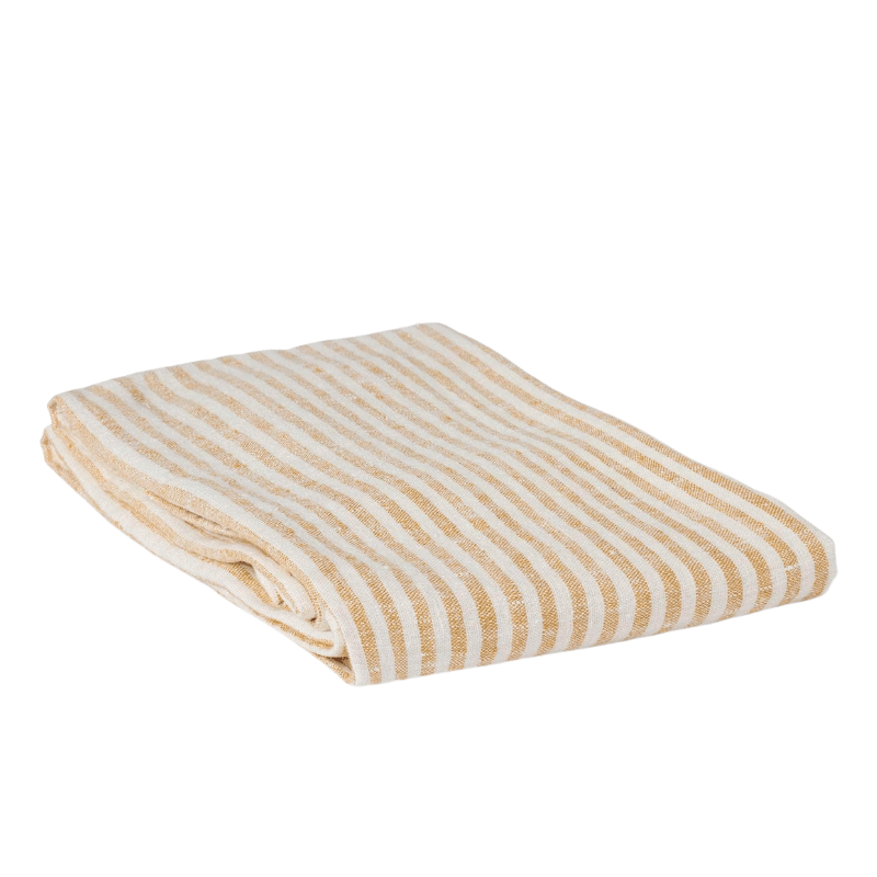 Yellow + White Linen Bath Towel