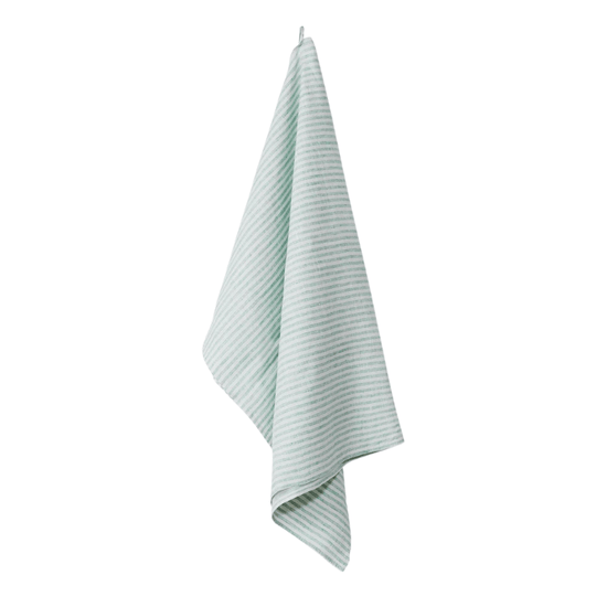 Turquoise + White Linen Bath Towel