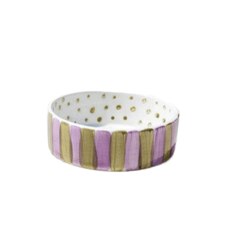 Olive On Purple Striped Pet Bowl