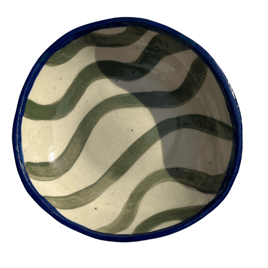 Squiggle Pasta Bowl - Green and Navy