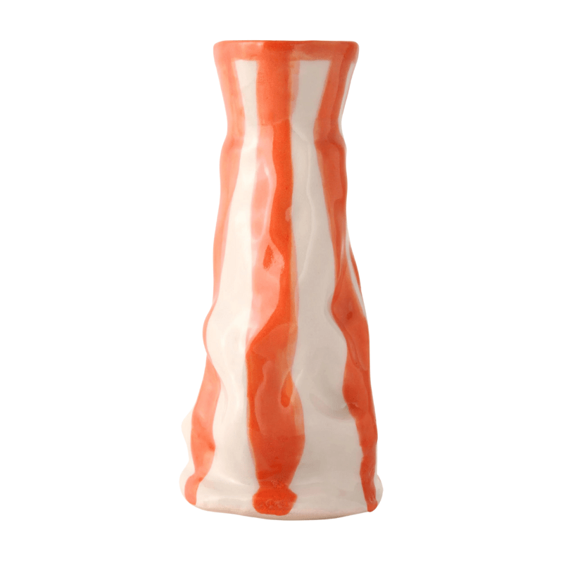 Flame Orange Candy Stripe Vase