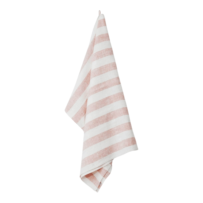 Pink + White Stripe Linen Bath Towel