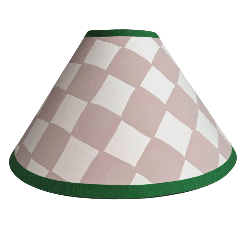 Plaster Pink & Emerald Checkerboard Hand Painted Lampshade