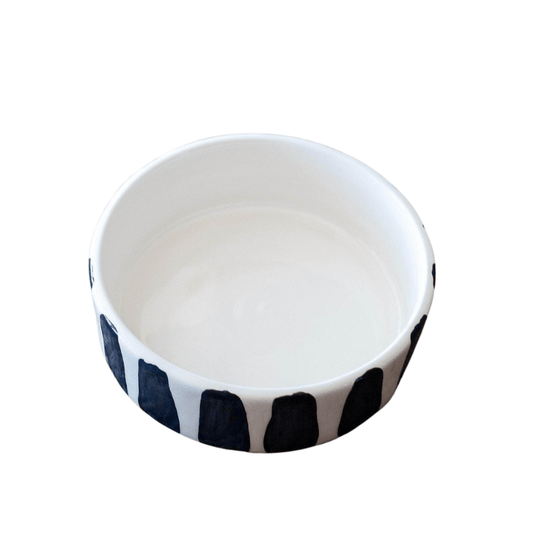Black and White Striped Pet Bowl