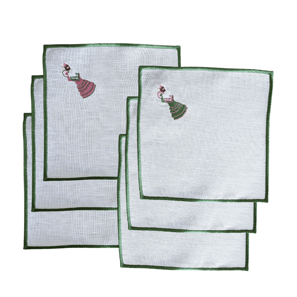 Flamencas - Flamenca Embroidery Cocktail Napkin Set (set of 6)
