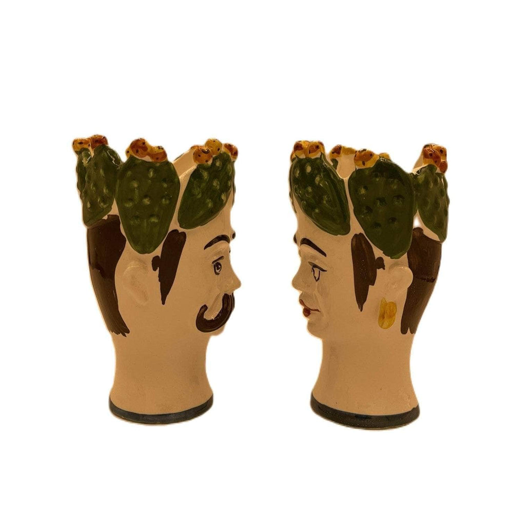 Handpainted Ceramic Candle Men Head Fig