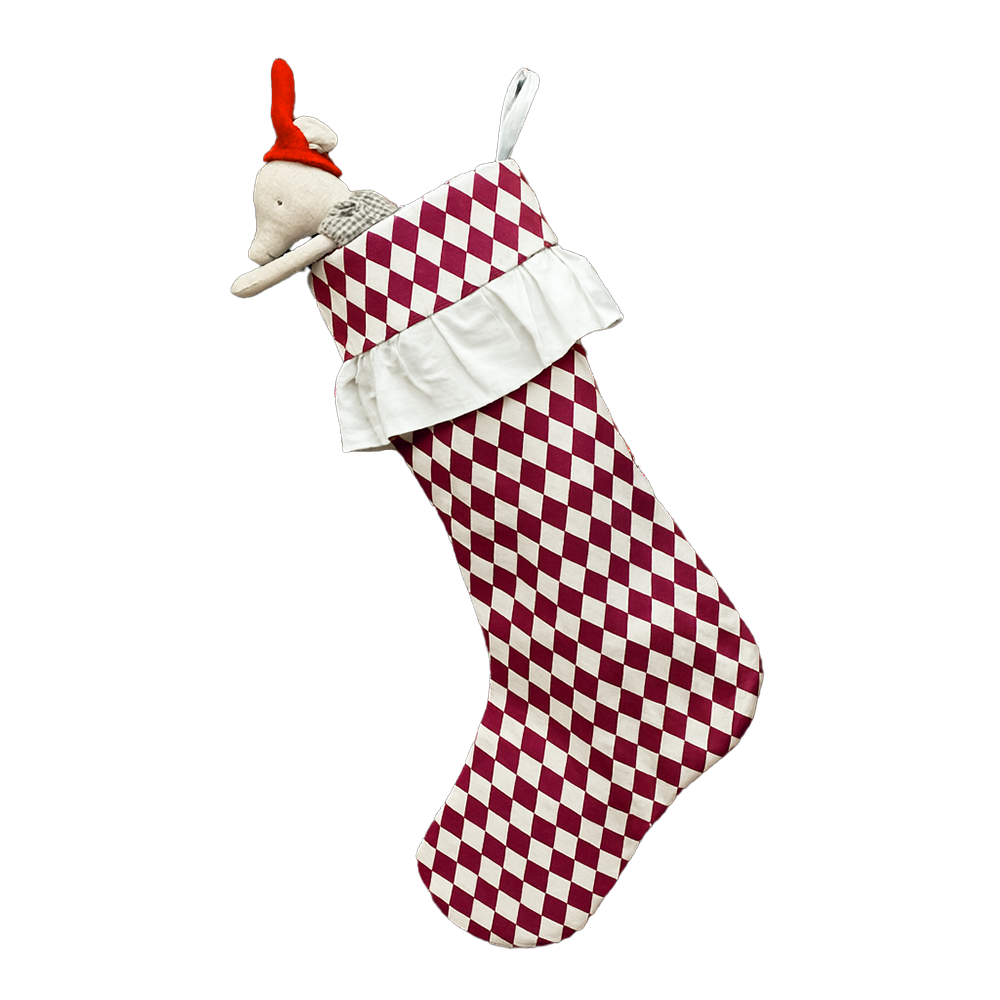Harlequin Ruffled Stocking - Mulled Wine