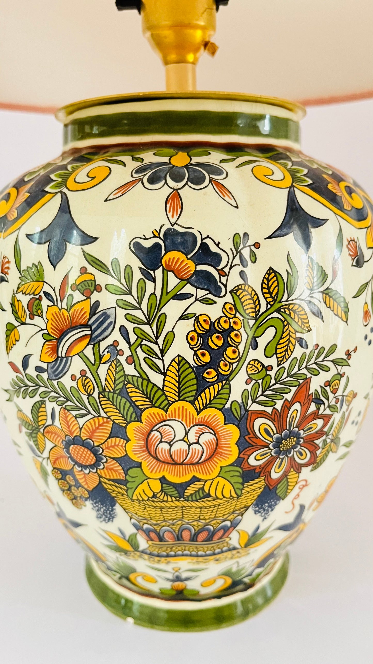 Antique Delft Polychrome Lamp