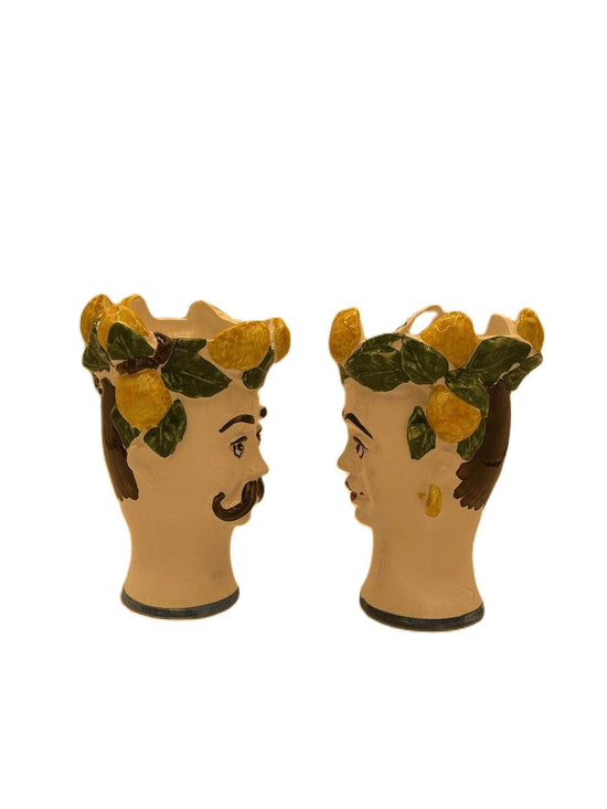 Handpainted Ceramic Candle Men Head Lemon