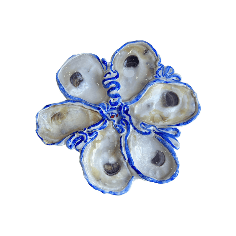 Oyster Serving Dish with a Tomato Vine