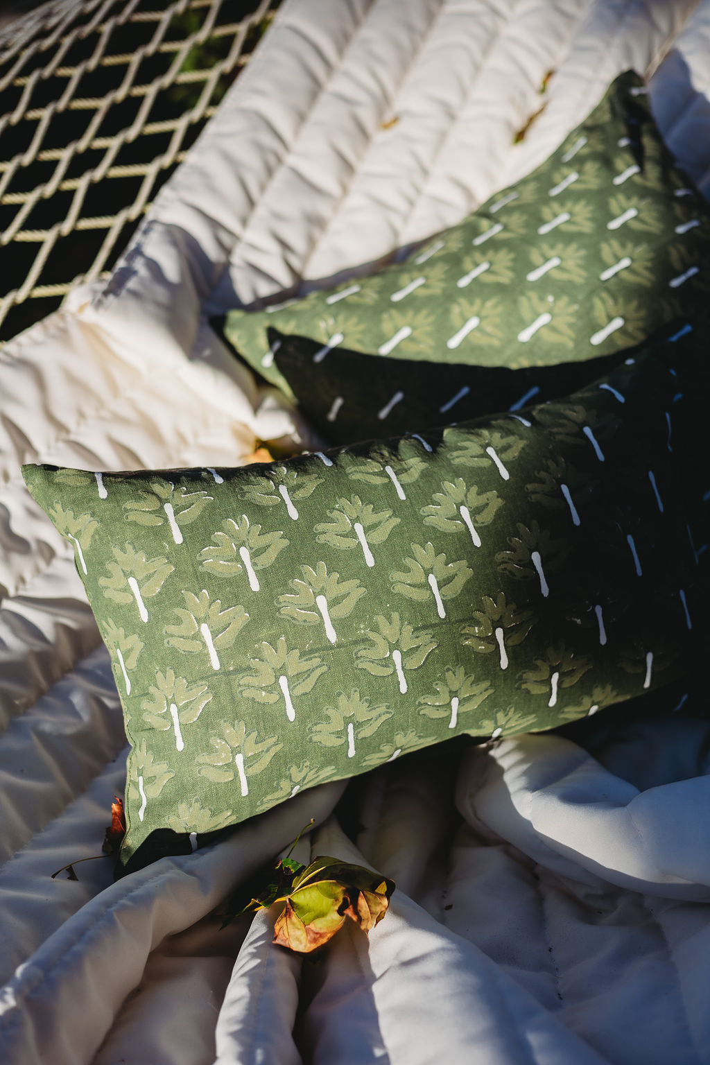 Bahaar Throw Pillow Cover - Oil Green