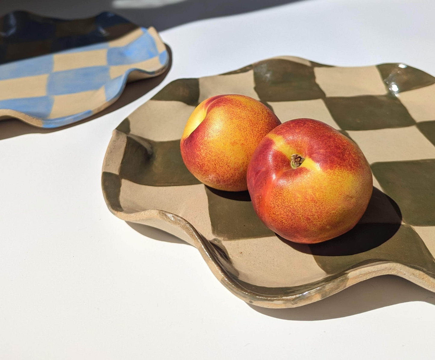 Green Check Wavy Serving Platter