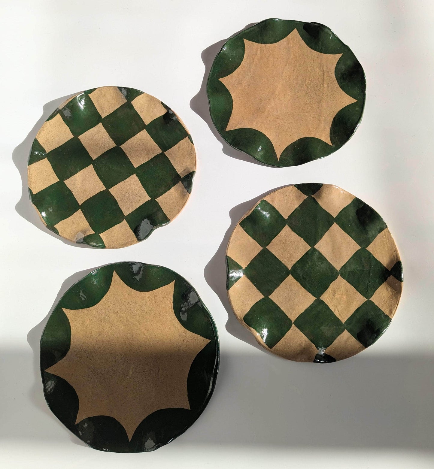 Green Check Wavy Serving Platter