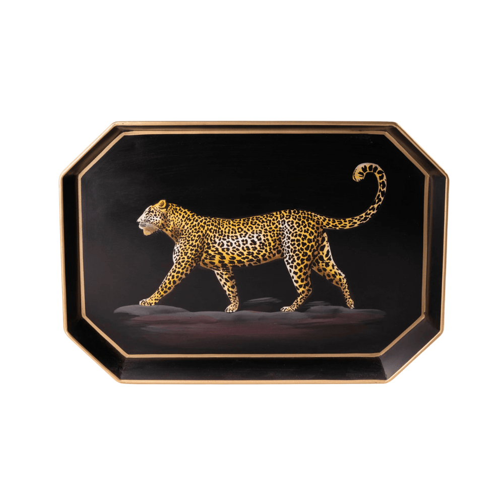 Fauna Hand-Painted Iron Tray - Leopard