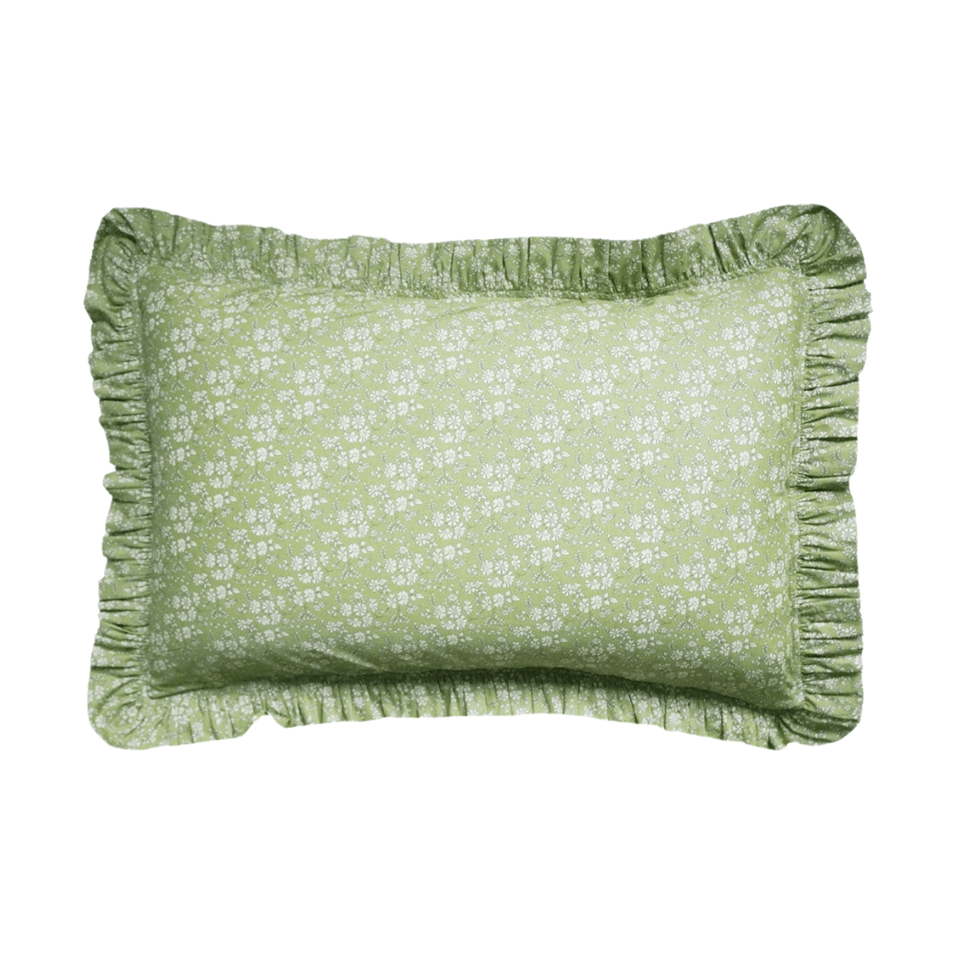 Frill Edge Pillowcase Made With Liberty Fabric Capel Pistachio