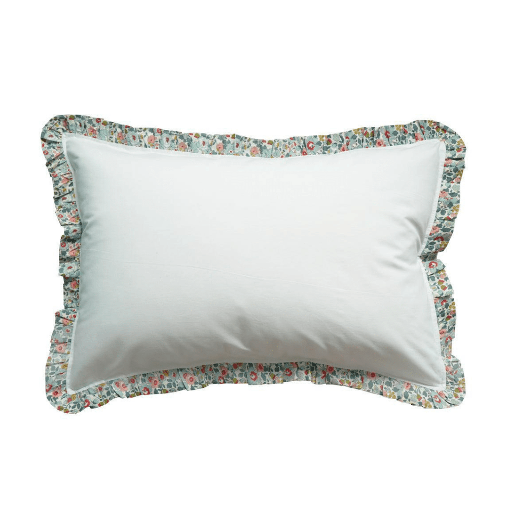 Frill Edge White Pillowcase Made With Liberty Fabric Betsy Grey
