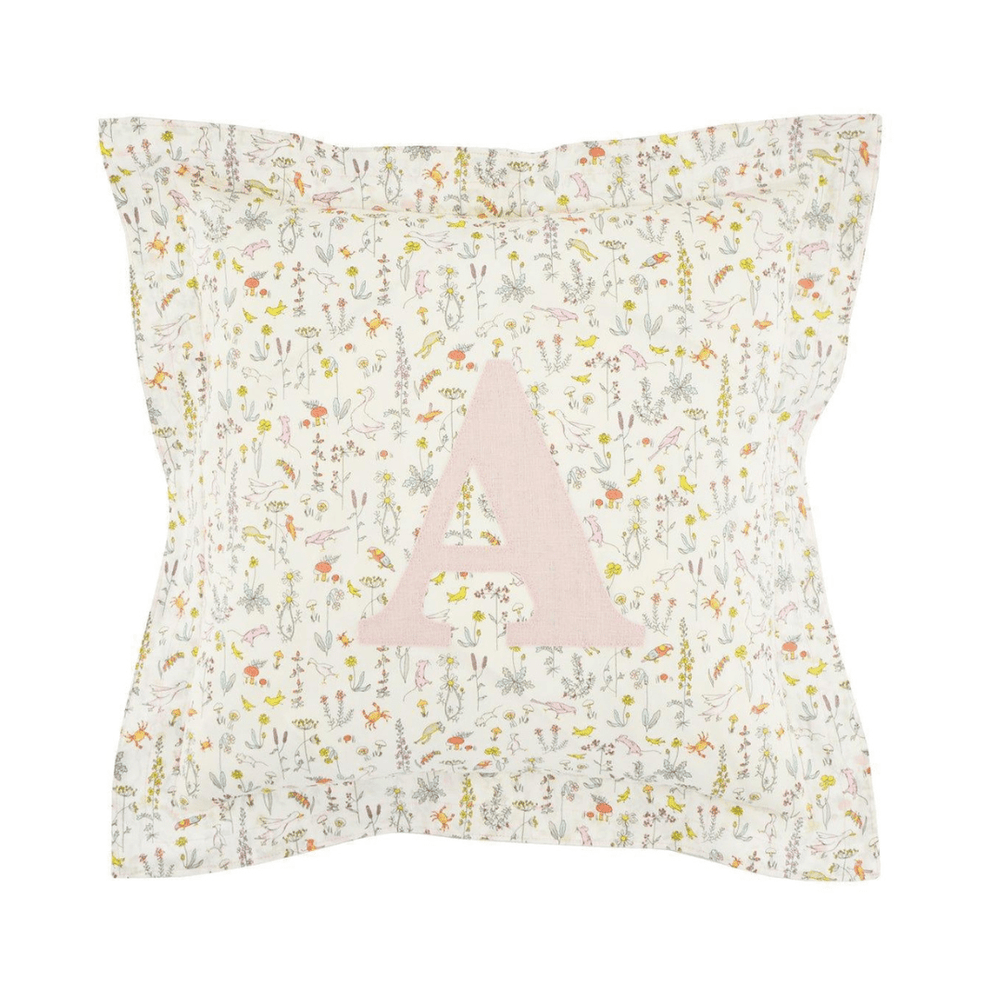 Oxford Edge Personalised Cushion Made With Liberty Fabric Theo Pink