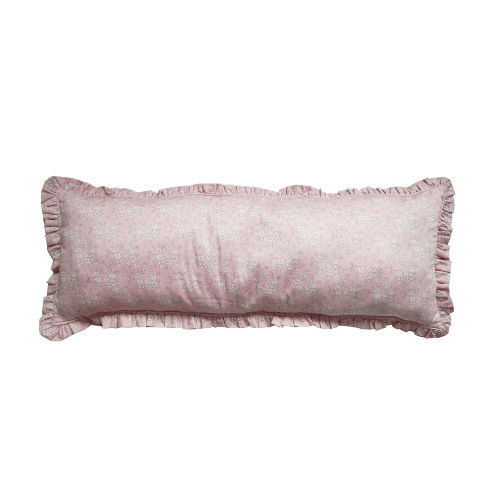 Ruffle Bolster Lumbar Cushion Made With Liberty Fabric Capel Pink