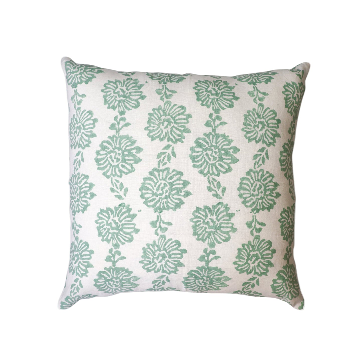 Marigold Elegance - Pure Linen Block Printed Throw Pillow Cover - 20X20"