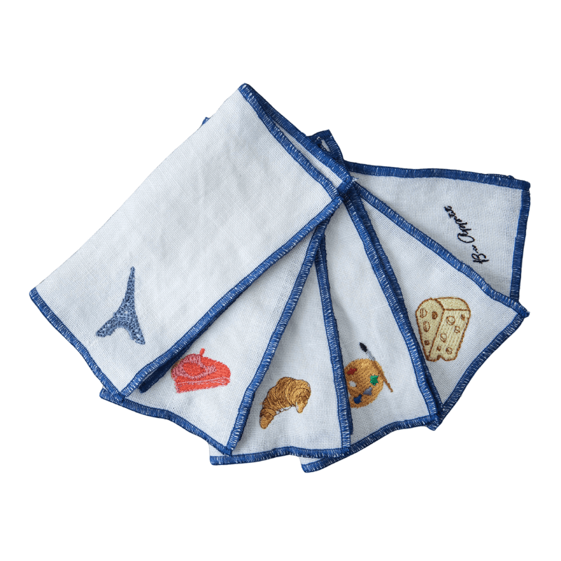 France Cocktail Linen Napkins - Set of 6