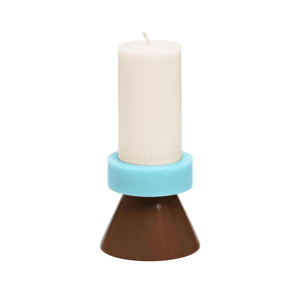 Stack Candle Tall - Off-White / Sky / Brown