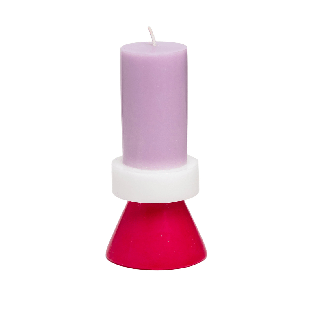 Stack Candle Tall - Violet / White / Geranium