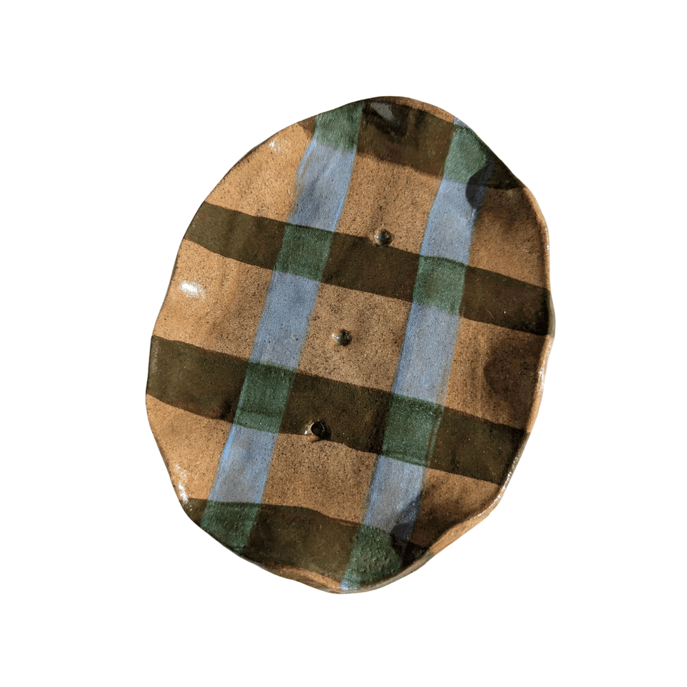 Gingham Stripe Wavy Soap Dish