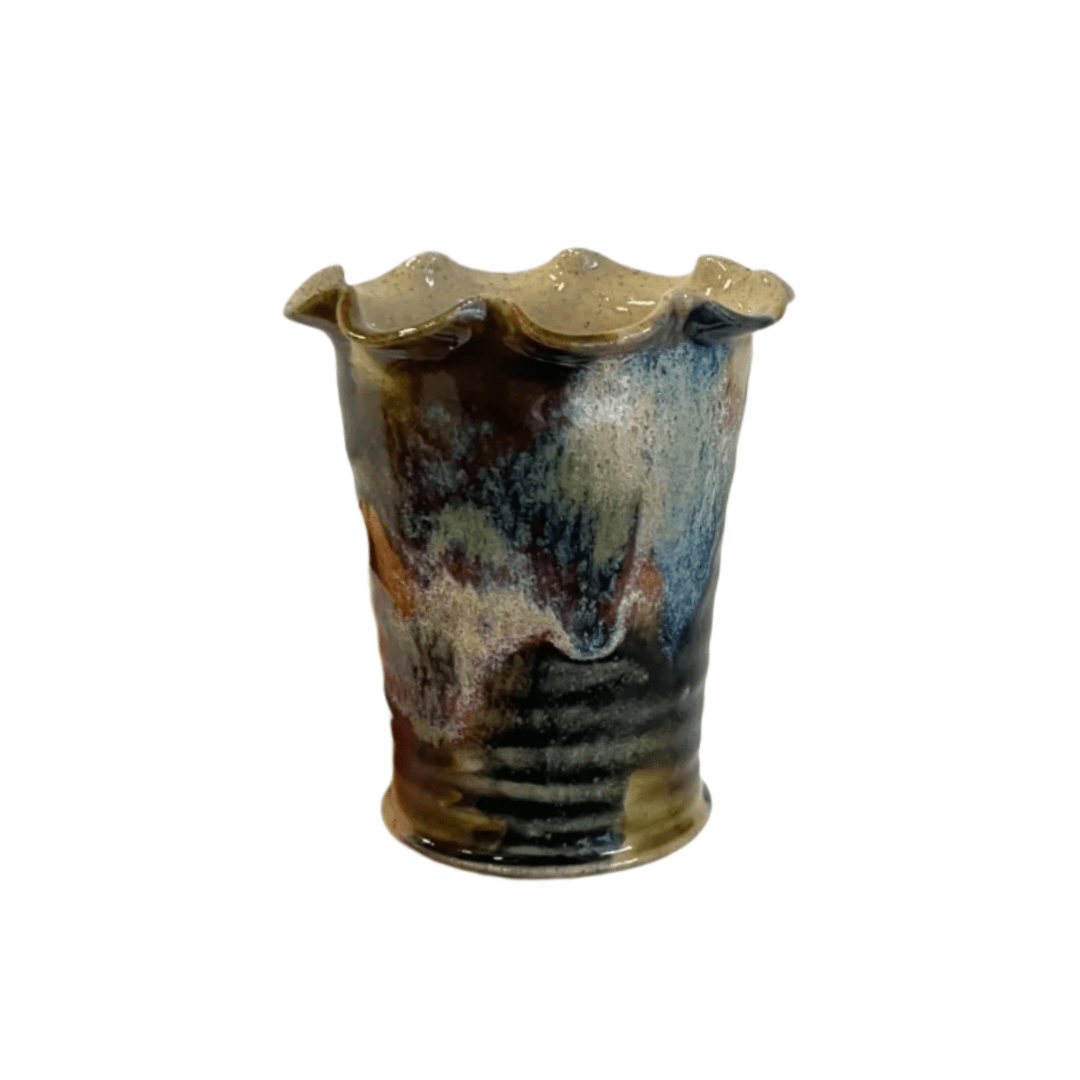 Frilly Vase Mixed Glaze Small