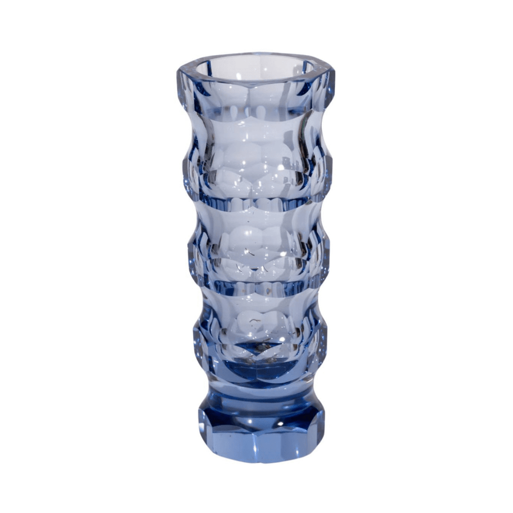 Vintage Faceted Crystal Vase, Oldrich Lipsky for VEB Glaswerke