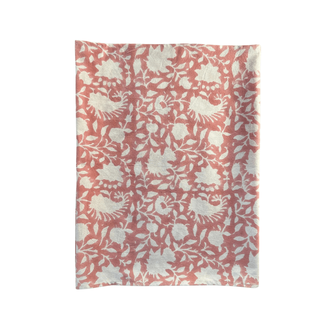 Block Printed Table Runner, Secret Garden in Pink