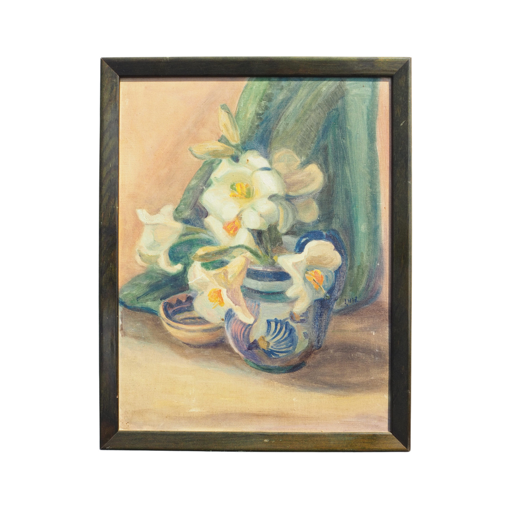 Vintage Oil on Board Still Life Painting