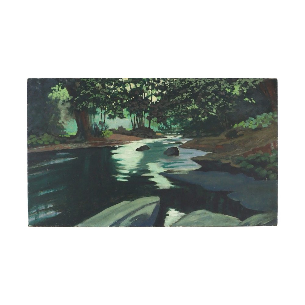 Vintage Landscape Oil on Board Painting