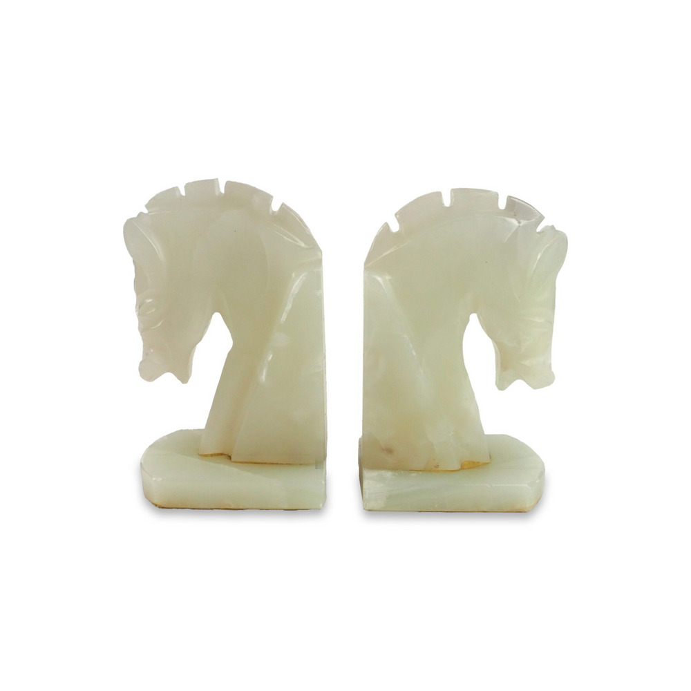 Vintage Onyx Horse Bookends