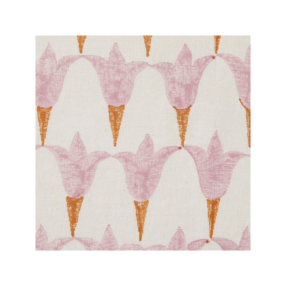 Tulip Block Printed Fabric Linen/Cotton Rose/Copper Sample