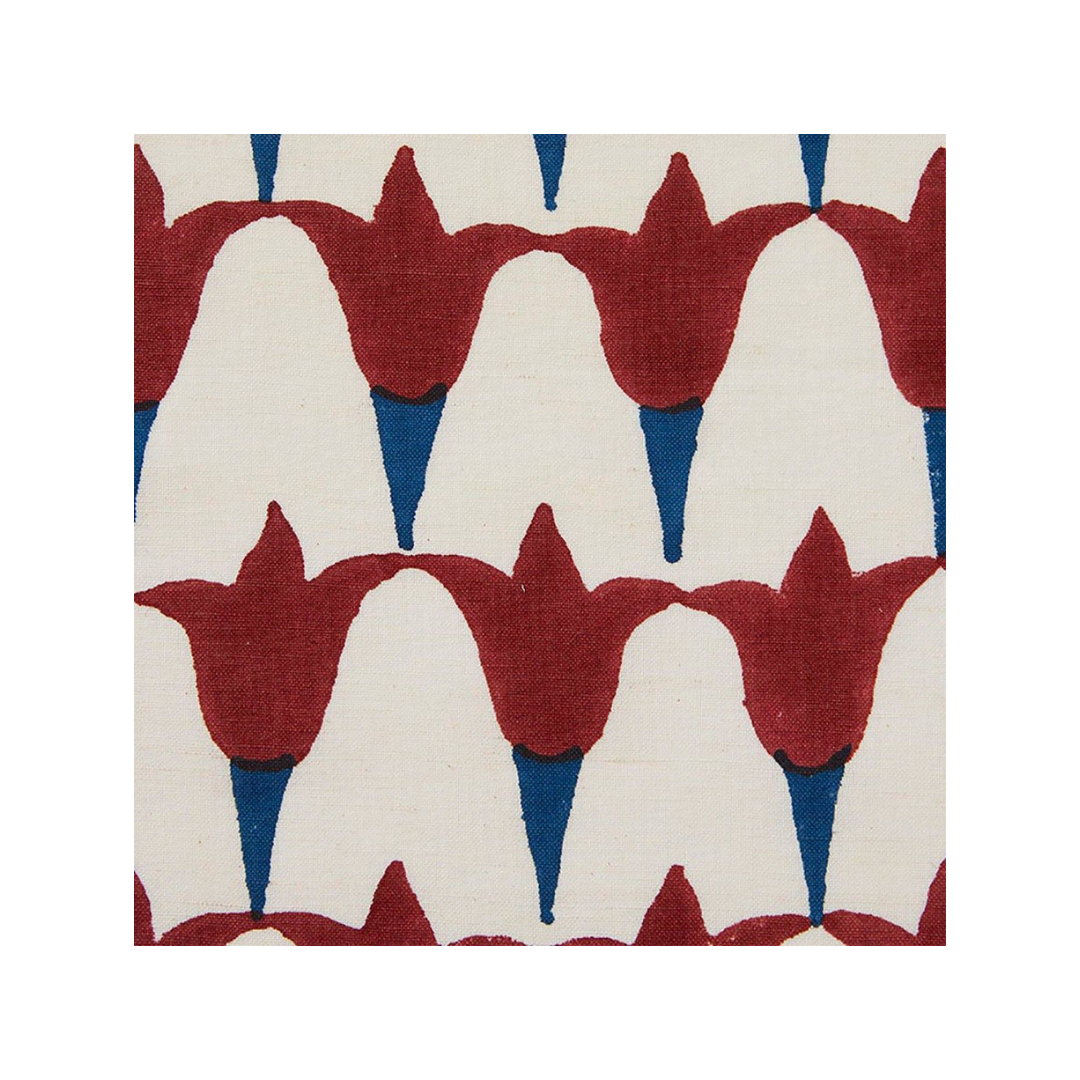 Tulip Block Printed Fabric Linen/Cotton Iron/Indigo