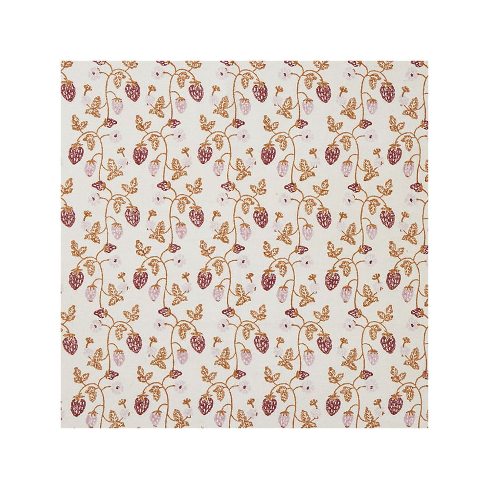 Strawberry Block Printed Fabric Linen/Cotton Copper