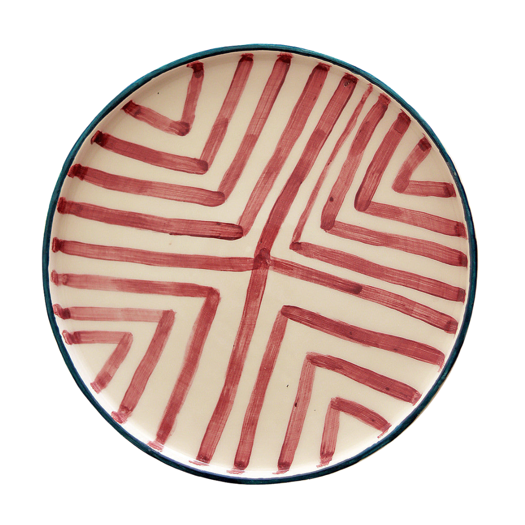 Handmade Ceramic Purple Line Serving Platter