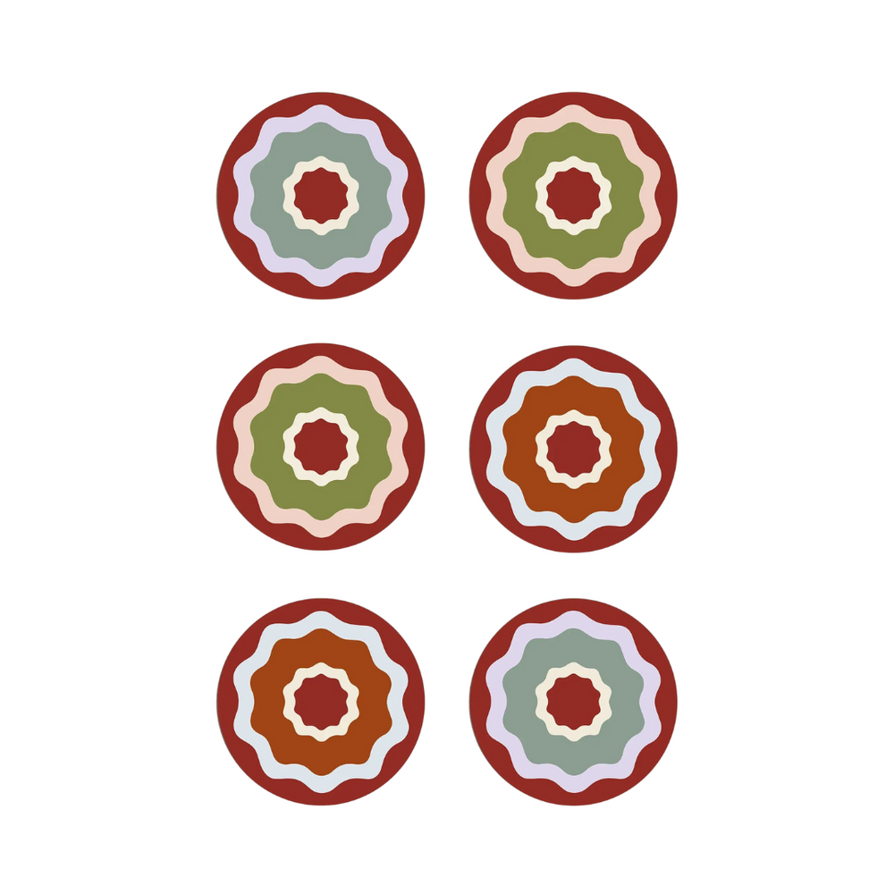 Rhubarb Ripple Coasters (Set of 6)