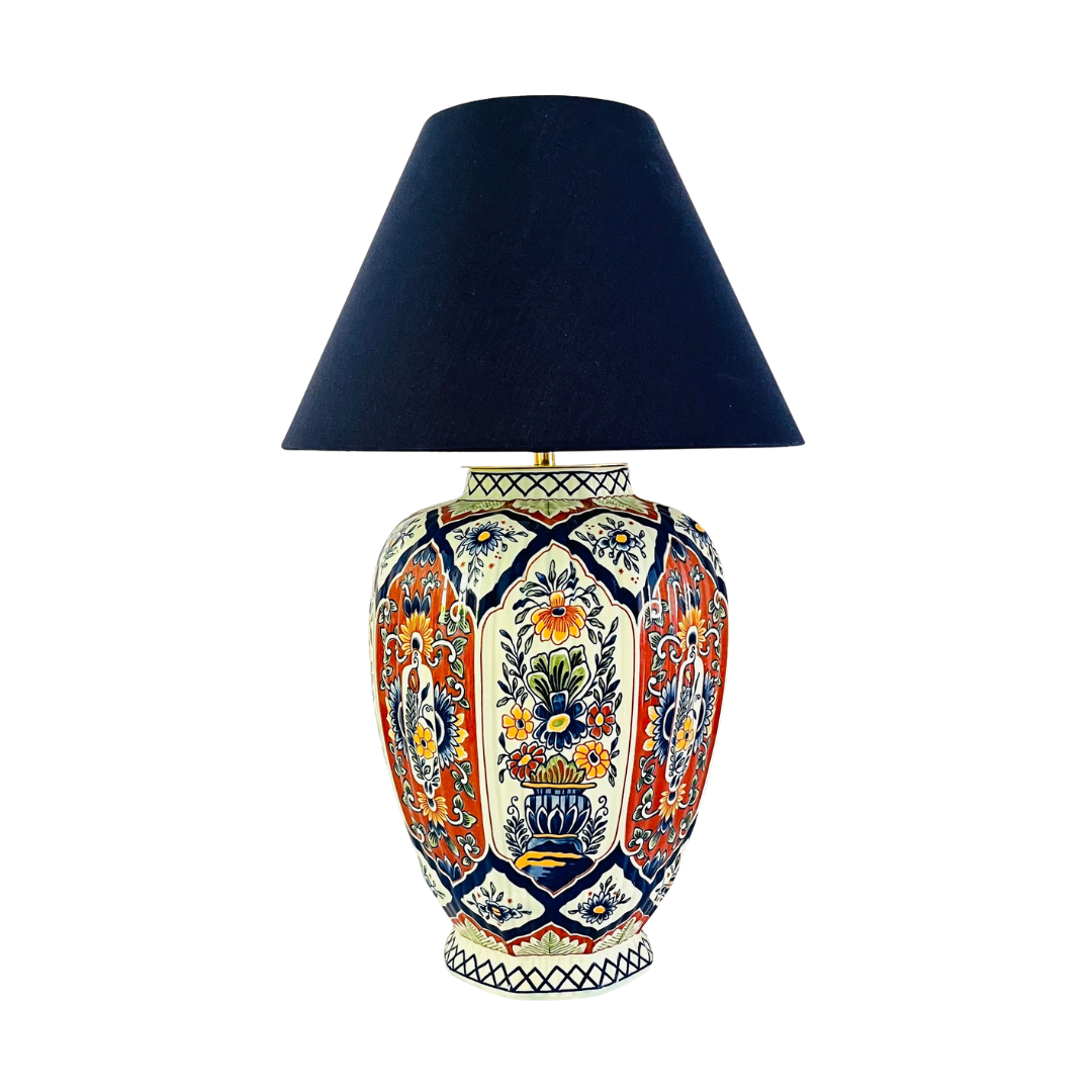 Large Antique Boch Bruges Lamp