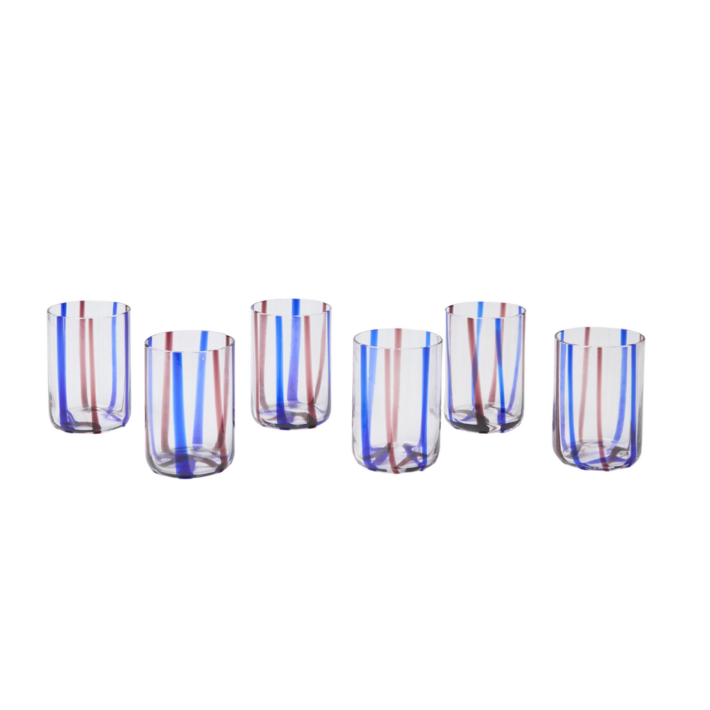 Blue And Burgundy Water Glasses (set of 6) Tumblers