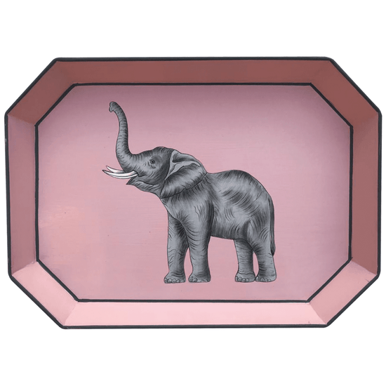 Flora Handpainted Iron Tray - Pink Elephant