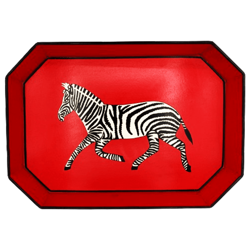 Flora Handpainted Iron Tray - Red Zebra