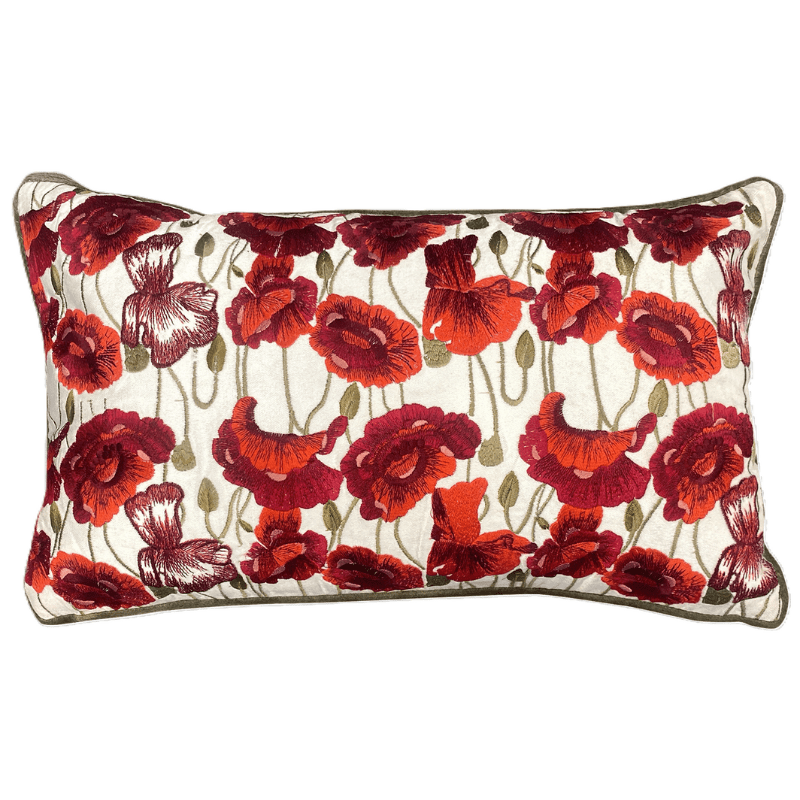 Embroidered Floral Cotton Cushion