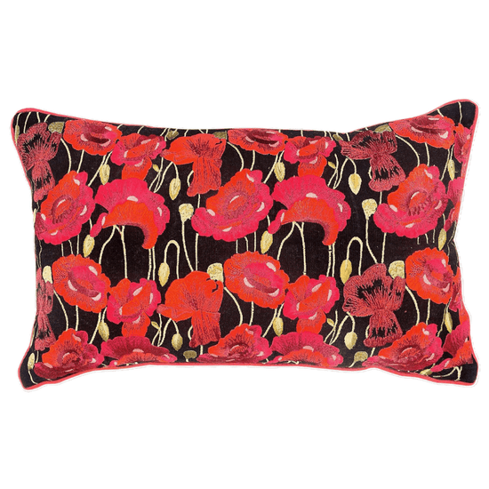 Embroidered Floral Cotton Cushion