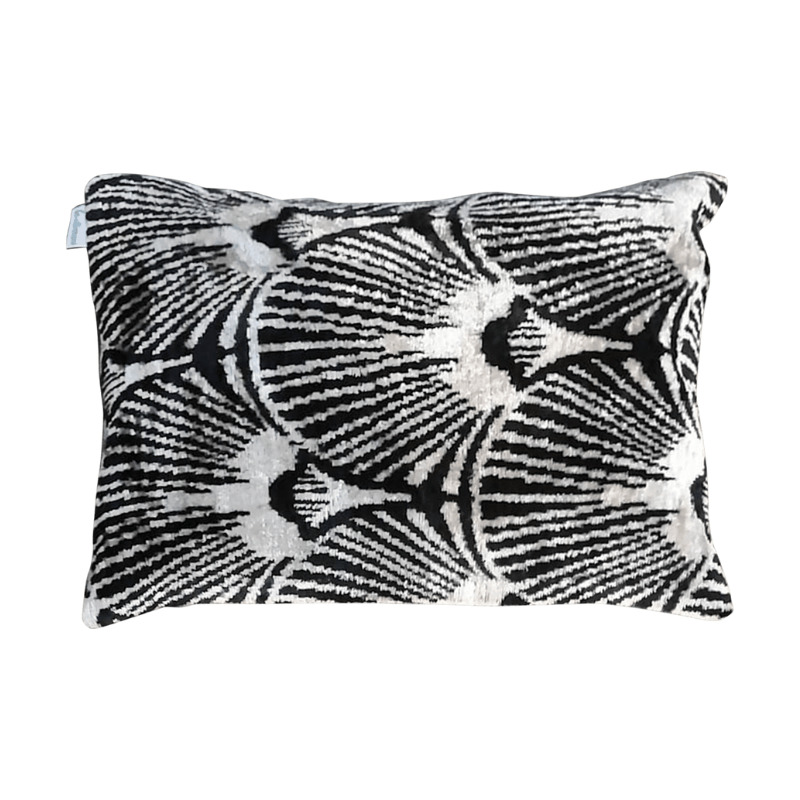 Silk Velvet Cushion Black Pattern