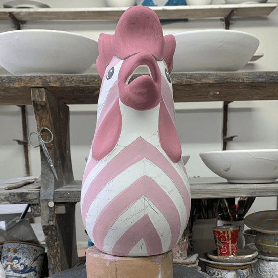 Pink Striped Rooster Carafe